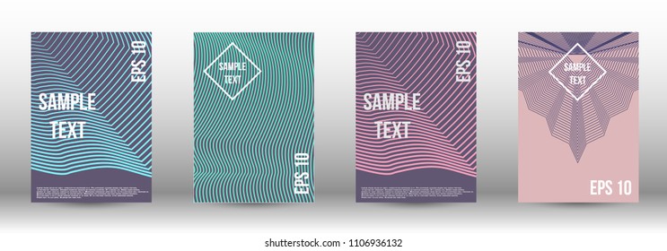 A modern cover design template. A set of modern abstract covers. Creative backgrounds from abstract gradient lines to create a trendy background for a banner, poster, booklet. Vector.
