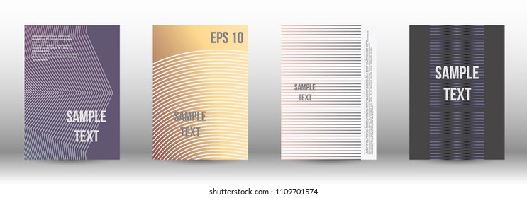 A modern cover design template. A set of modern abstract covers. Creative backgrounds from abstract gradient lines to create a trendy background for a banner, poster, booklet. Vector.