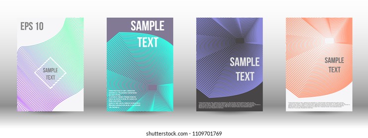 A modern cover design template. A set of modern abstract covers. Creative backgrounds from abstract gradient lines to create a trendy background for a banner, poster, booklet. Vector.