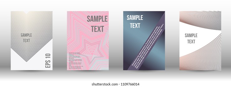 A modern cover design template. A set of modern abstract covers. Creative backgrounds from abstract gradient lines to create a trendy background for a banner, poster, booklet. Vector.