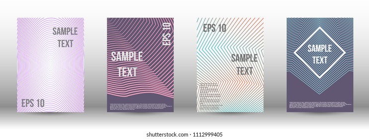 A modern cover design template. A set of modern abstract covers. Creative backgrounds from abstract gradient lines to create a trendy background for a banner, poster, booklet. Vector.