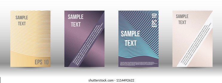 A modern cover design template. A set of modern abstract covers. Creative backgrounds from abstract gradient lines to create a trendy background for a banner, poster, booklet. Vector.
