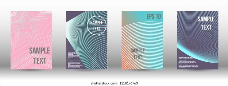 A modern cover design template. A set of modern abstract covers. Creative backgrounds from abstract gradient lines to create a trendy background for a banner, poster, booklet. Vector.