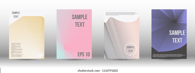 A modern cover design template. A set of modern abstract covers. Creative backgrounds from abstract gradient lines to create a trendy background for a banner, poster, booklet. Vector.