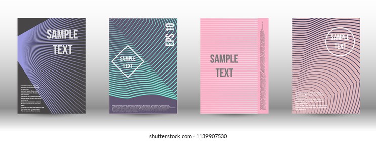 A modern cover design template. A set of modern abstract covers. Creative backgrounds from abstract gradient lines to create a trendy background for a banner, poster, booklet. Vector.