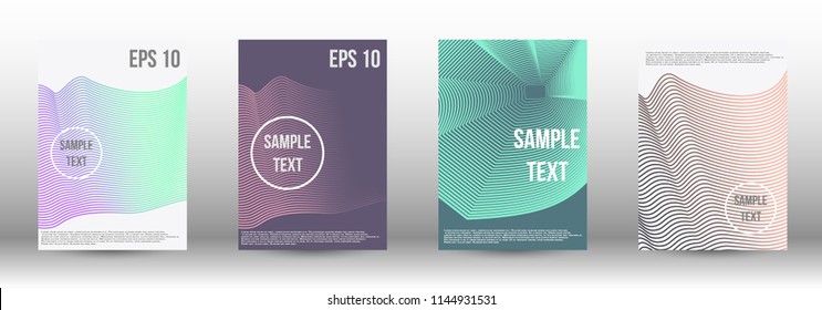 A modern cover design template. A set of modern abstract covers. Creative backgrounds from abstract gradient lines to create a trendy background for a banner, poster, booklet. Vector.