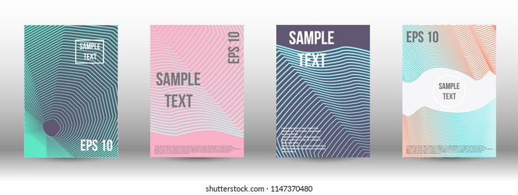 A modern cover design template. A set of modern abstract covers. Creative backgrounds from abstract gradient lines to create a trendy background for a banner, poster, booklet. Vector.