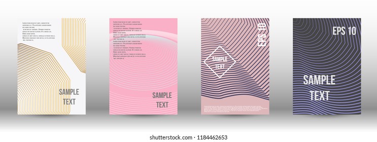 A modern cover design template. A set of modern abstract covers. Creative backgrounds from abstract gradient lines to create a trendy background for a banner, poster, booklet. Vector.