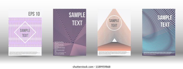 A modern cover design template. A set of modern abstract covers. Creative backgrounds from abstract gradient lines to create a trendy background for a banner, poster, booklet. Vector.