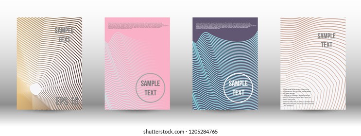 A modern cover design template. A set of modern abstract covers. Creative backgrounds from abstract gradient lines to create a trendy background for a banner, poster, booklet. Vector.