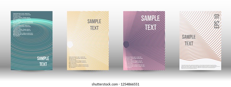 A modern cover design template. A set of modern abstract covers. Creative backgrounds from abstract gradient lines to create a trendy background for a banner, poster, booklet. Vector.