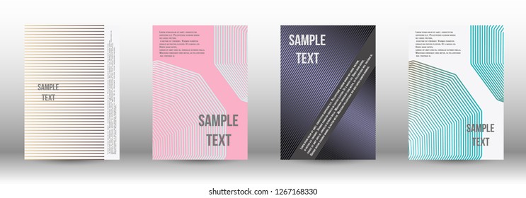A modern cover design template. A set of modern abstract covers. Creative backgrounds from abstract gradient lines to create a trendy background for a banner, poster, booklet. Vector.