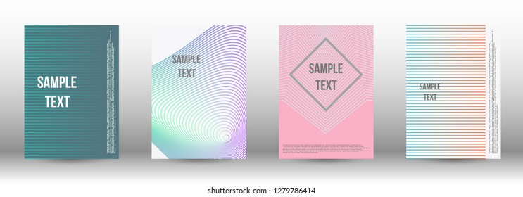 A modern cover design template. A set of modern abstract covers. Creative backgrounds from abstract gradient lines to create a trendy background for a banner, poster, booklet. Vector.
