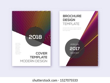 Modern cover design template set. Rainbow abstract lines on wine red background. Fabulous cover design. Great catalog, poster, book template etc.