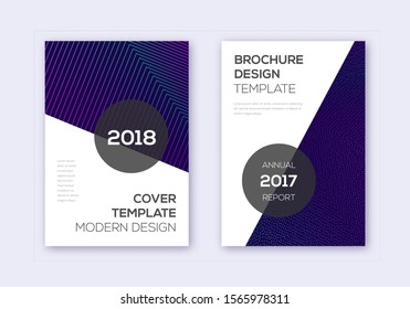 Modern cover design template set. Neon abstract lines on dark blue background. Extraordinary cover design. Good-looking catalog, poster, book template etc.