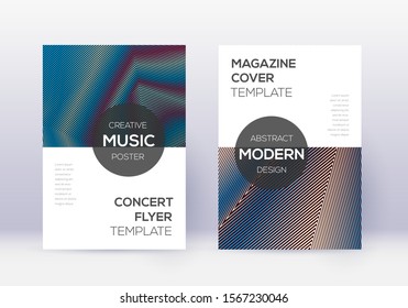 Modern cover design template set. Red abstract lines on white blue background. Exquisite cover design. Decent catalog, poster, book template etc.