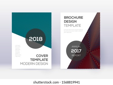 Modern cover design template set. Red abstract lines on white blue background. Fabulous cover design. Pleasant catalog, poster, book template etc.