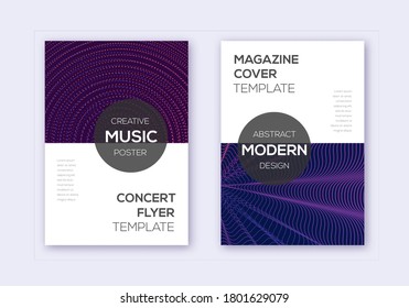 Modernes Cover Design Template Set. Abstrakte violette Linien auf Maronhintergrund. Exquisite Deckengestaltung. Stylische Kataloge, Poster, Buchvorlage etc.