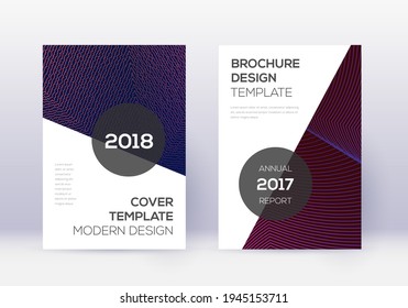 Modern cover design template set. Violet abstract lines on dark background. Fabulous cover design. Wondrous catalog, poster, book template etc.