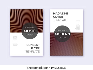 Modern cover design template set. Gold abstract lines on bordo background. Exceptional cover design. Breathtaking catalog, poster, book template etc.