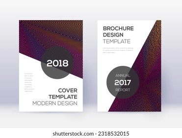 Modern cover design template set. Rainbow abstract lines on wine red background. Fabulous cover design. Immaculate catalog, poster, book template etc.