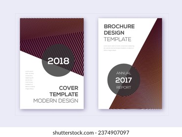 Modern cover design template set. Gold abstract lines on bordo background. Extra cover design. Fancy catalog, poster, book template etc.