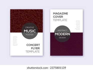 Modern cover design template set. Orange abstract lines on wine red background. Exotic cover design. Emotional catalog, poster, book template etc.