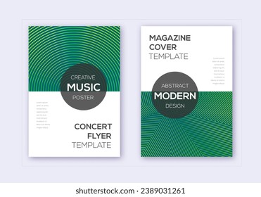 Modern cover design template set. Green abstract lines on dark background. Exceptional cover design. Great catalog, poster, book template etc.