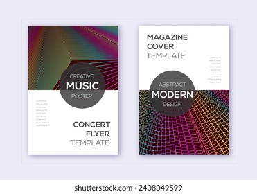 Modern cover design template set. Rainbow abstract lines on wine red background. Exquisite cover design. Curious catalog, poster, book template etc.