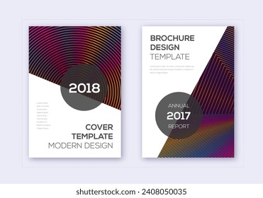 Modern cover design template set. Rainbow abstract lines on wine red background. Fabulous cover design. Elegant catalog, poster, book template etc.