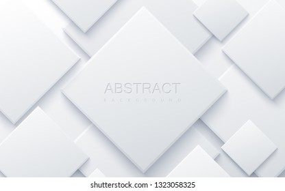 Modern cover design. Vector illustration. Advertising banner design. Abstract background with white geometric planes. Architectural composition with square shapes