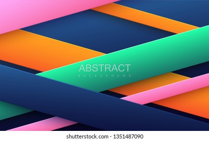 Modern cover design. Vector minimal illustration. Advertising banner design. Abstract background with multicolored geometric shapes. Gradient ribbon dynamic composition