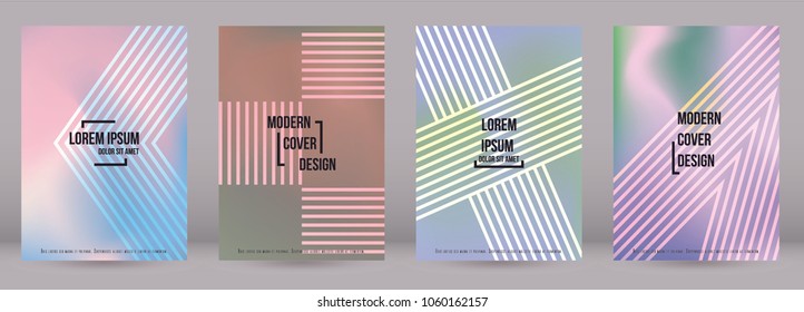 Modern Cover Design for your Business with Abstract Lines and Holography Background. Futuristic Poster, Flyer, Layout with Liquid Pattern for Branding, Identity. Vector minimalistic brochure. A4 set