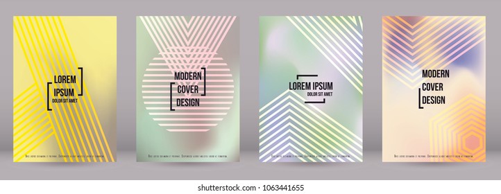 Modern Cover Design for your Business with Abstract Lines and Holography Background. Futuristic Poster, Flyer, Layout with Liquid Pattern for Branding, Identity. Vector minimalistic brochure. A4 set