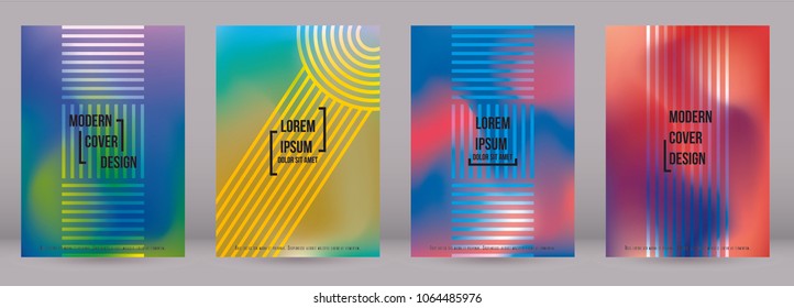 Modern Cover Design for your Business with Abstract Lines and Holography Background. Futuristic Poster, Flyer, Layout with Liquid Pattern for Branding, Identity. Vector minimalistic brochure. A4 set