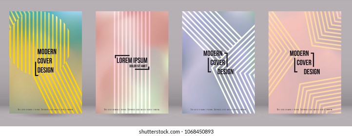 Modern Cover Design for your Business with Abstract Lines and Holography Background. Futuristic Poster, Flyer, Layout with Liquid Pattern for Branding, Identity. Vector minimalistic brochure. A4 set