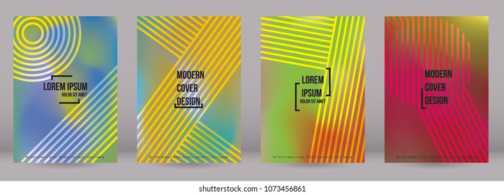 Modern Cover Design for your Business with Abstract Lines and Holography Background. Futuristic Poster, Flyer, Layout with Liquid Pattern for Branding, Identity. Vector minimalistic brochure. A4 set