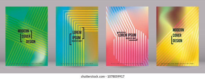 Modern Cover Design for your Business with Abstract Lines and Holography Background. Futuristic Poster, Flyer, Layout with Liquid Pattern for Branding, Identity. Vector minimalistic brochure. A4 set