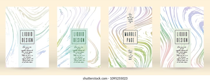 Modern Cover Design for your Business with Abstract Lines and Holography Background. Marble Poster, Flyer, Layout with Liquid Pattern for Branding, Identity. Vector minimalistic brochure.