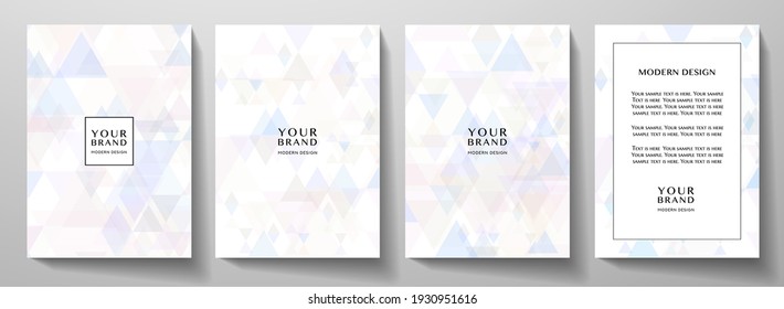 Modern cover, frame design set with abstract creative triangle pattern. Colorful geometric vector backdrop for notebook cover, business background, brochure template