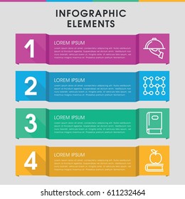Modern cover infographic template. infographic design with cover icons includes book, dish serving. can be used for presentation, diagram, annual report, web design. 