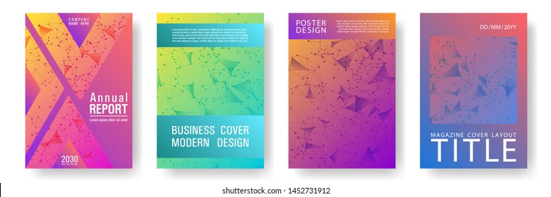 Modern cover layout design. Global network connection low poly grid. Interlinked nodes, molecular or social media, web structure concept. Network nodes information technology cover.