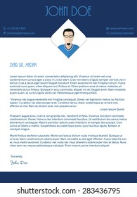 Modern cover letter design with blue white colors