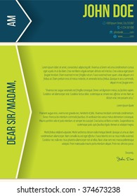 Modern cover letter resume cv template with arrows and shadows