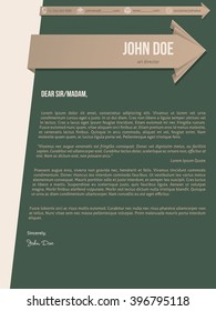 Modern cover letter resume cv template with brown arrow ribbons