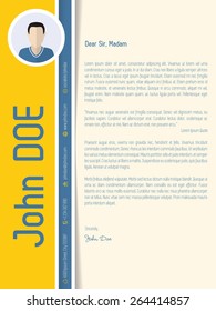 Modern cover letter resume with shadow design and light colors