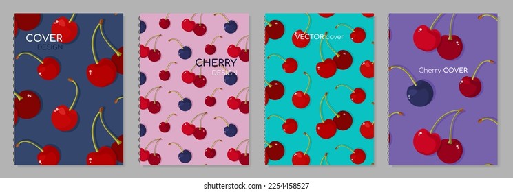 Modern Cover page templates. Vector cherries prints. 