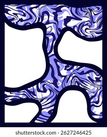 Modern cover poster event template with blue and white abstract fluid texture background. Dynamic liquid marble wave texture. 