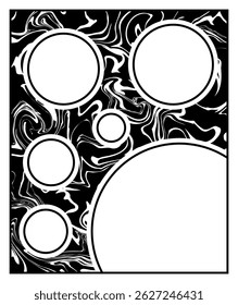 Plantilla moderna del acontecimiento del cartel de la cubierta con el fondo fluido abstracto blanco y negro. Textura de onda de mármol líquido dinámico. 
