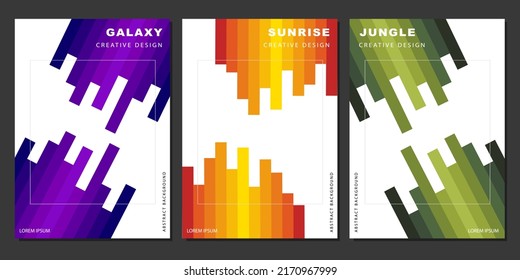 Modern Cover Template Design. Galaxy, Sunrise, Forest Color Concept. Trendy gradient futuristic set for presentations, magazines, flyers, annual reports, posters and business cards.